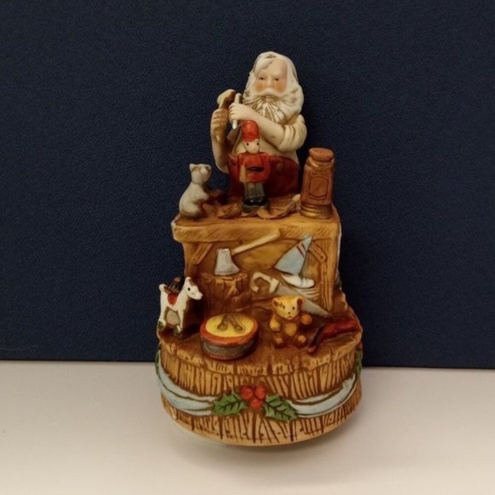 Musical Ceramic Santa's Workshop Christmas Figurine